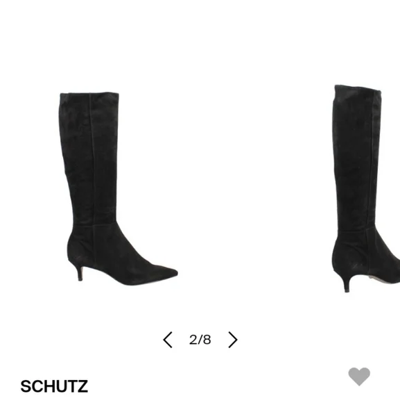 Schultz sz 5 black kitten heel suede/ leather knee boot.